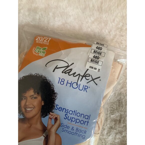 Playtex 18 Hour Sensational Support Wireless Bra 20/27 Beige 48 D - Picture 7 of 7